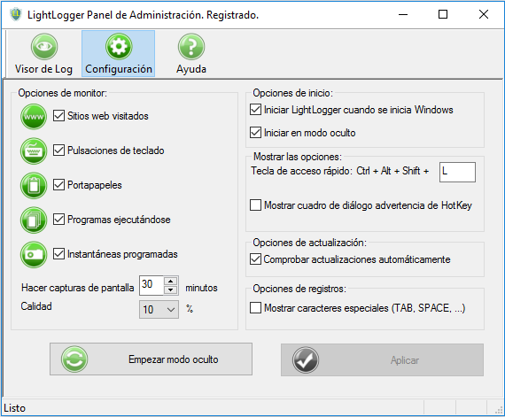 LightLogger Keylogger - Software de Monitoreo